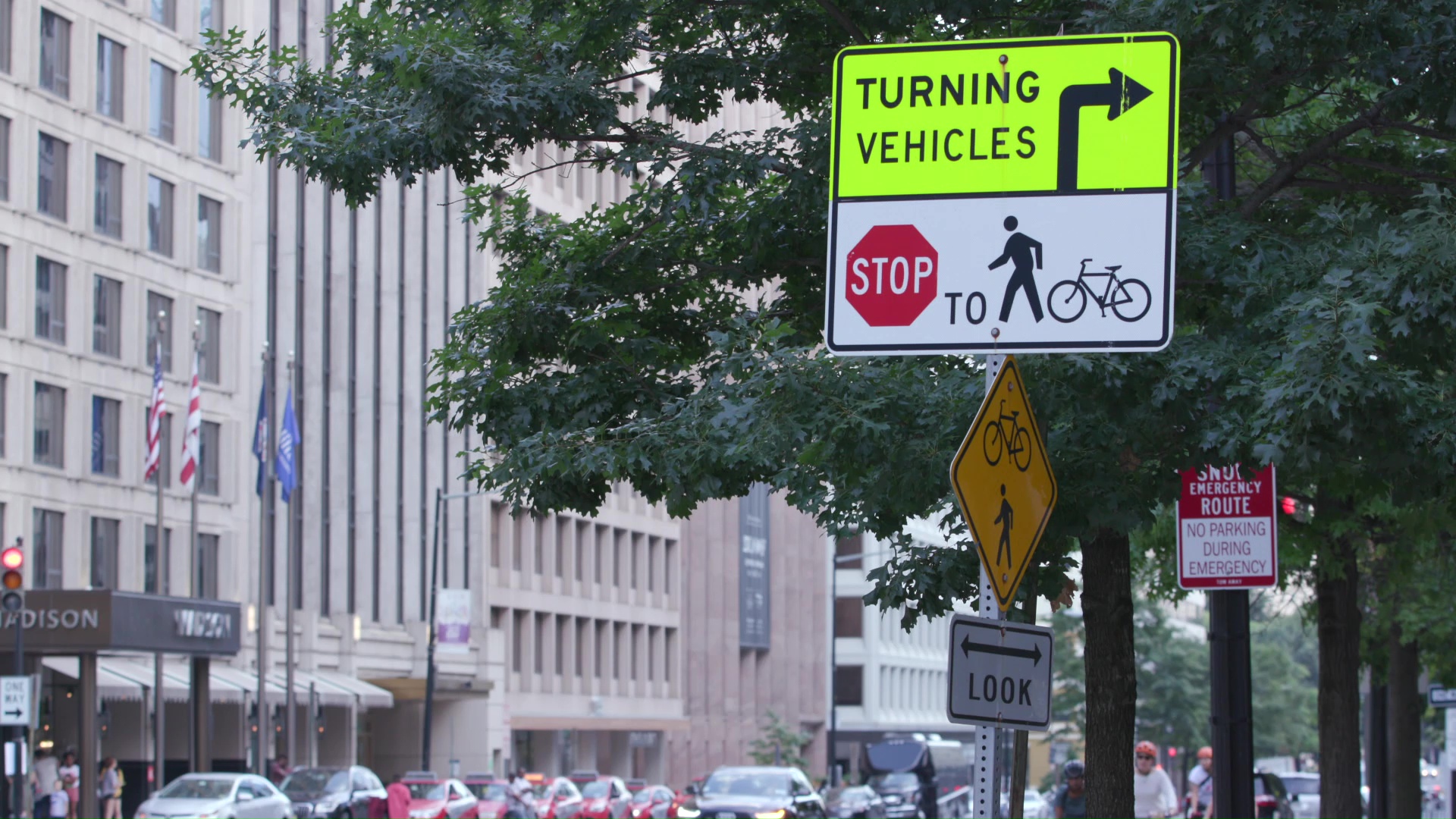 Bike lane signs and road markings